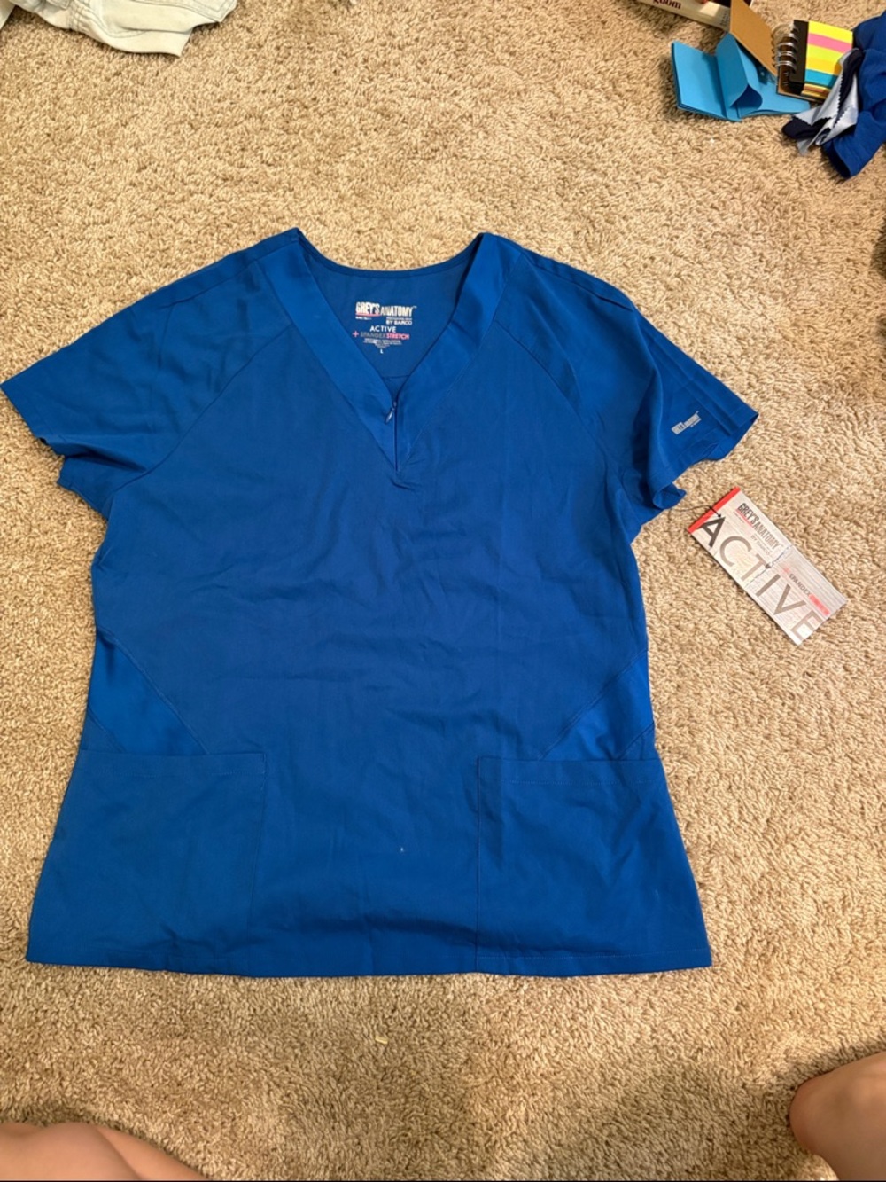 Grey's Anatomy Women's Short Sleeve V-Neck Scrub Top - Royal Blue